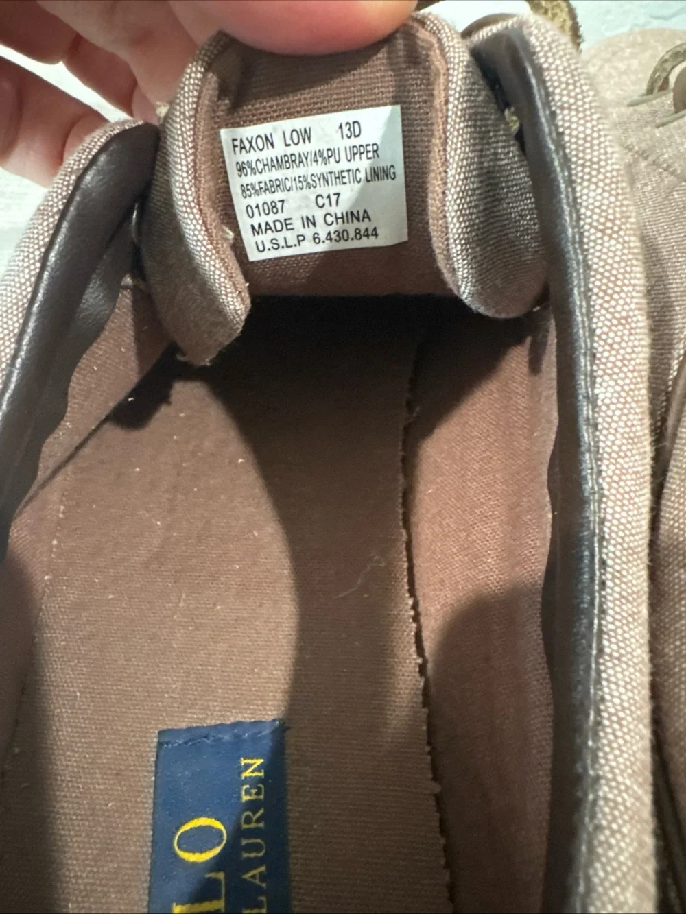 Polo Ralph Lauren Faxon Low Mens 13D Brown Canvas Sneakers Casual Shoes